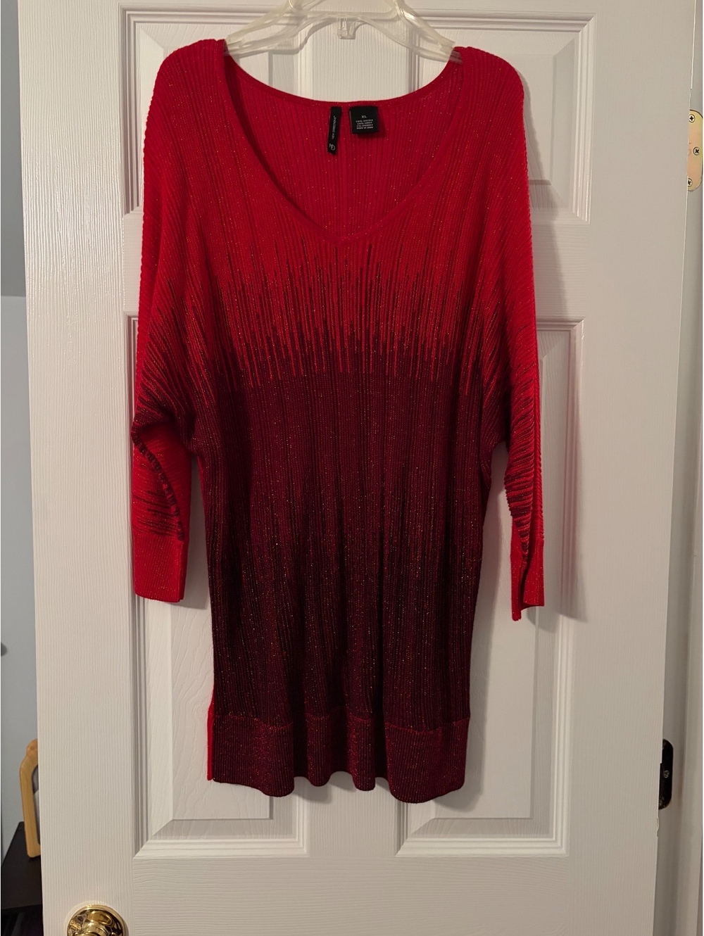 New Direction Red ombre pleated tunic top - L